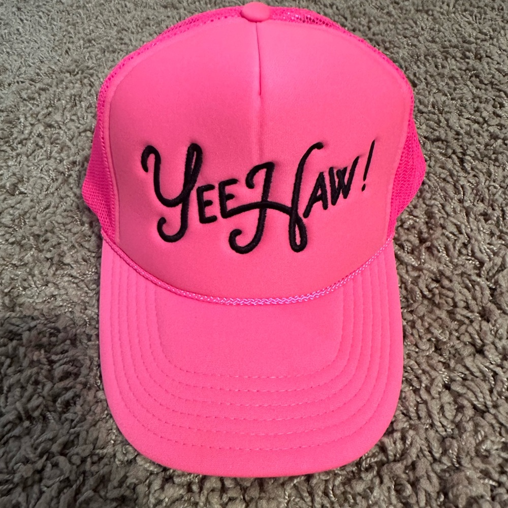 Vibrant Pink YeeHaw Script Hat Accessories